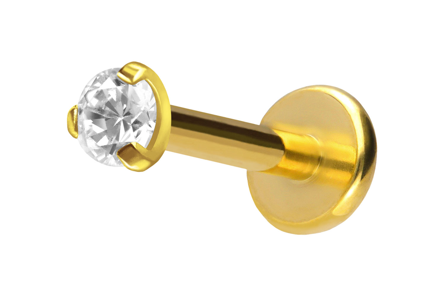 Titan Labret Piercing mit Push Fit EINGEFASSTER KRISTALL